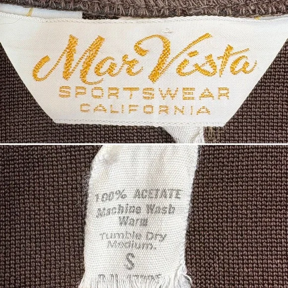 MarVista Sportswear Mens VTG Button Up Polo Shirt Sz S Short Sleeve Brown Stripe - Picture 17 of 17